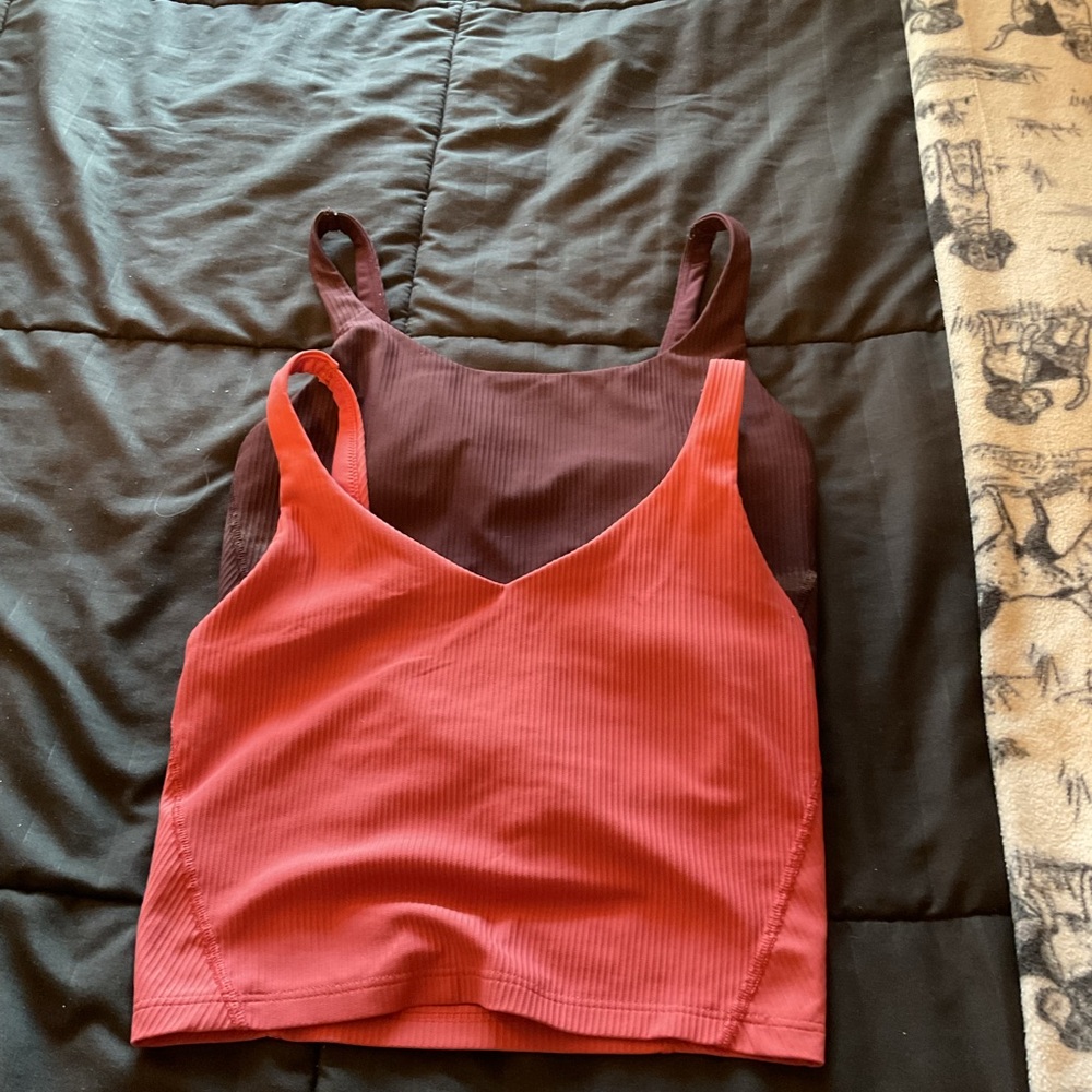 Old Navy Red and Brown Ribbed Tank Tops